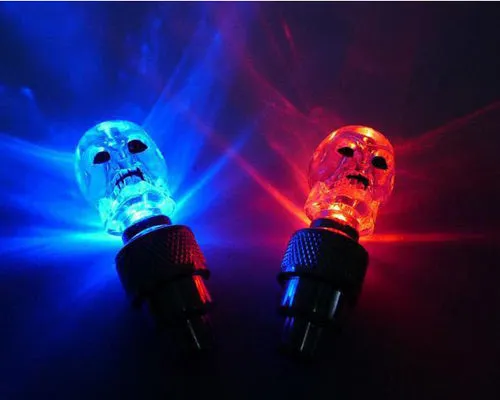 1 Pair Bicycle Wheels Light Valve Core Colorful Gradient Skull