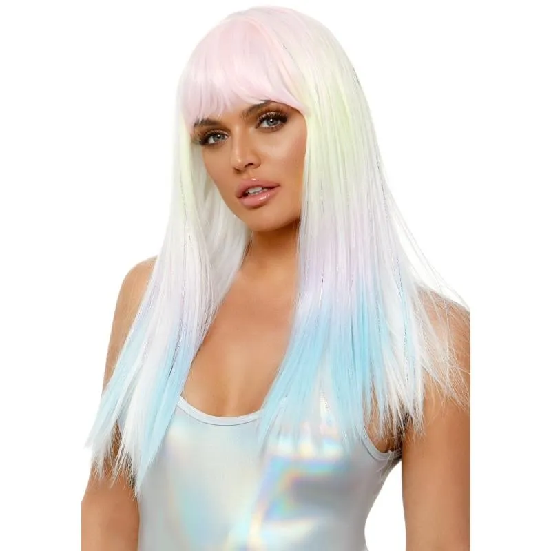 24" Straight Bang Pastel Ombre Wig