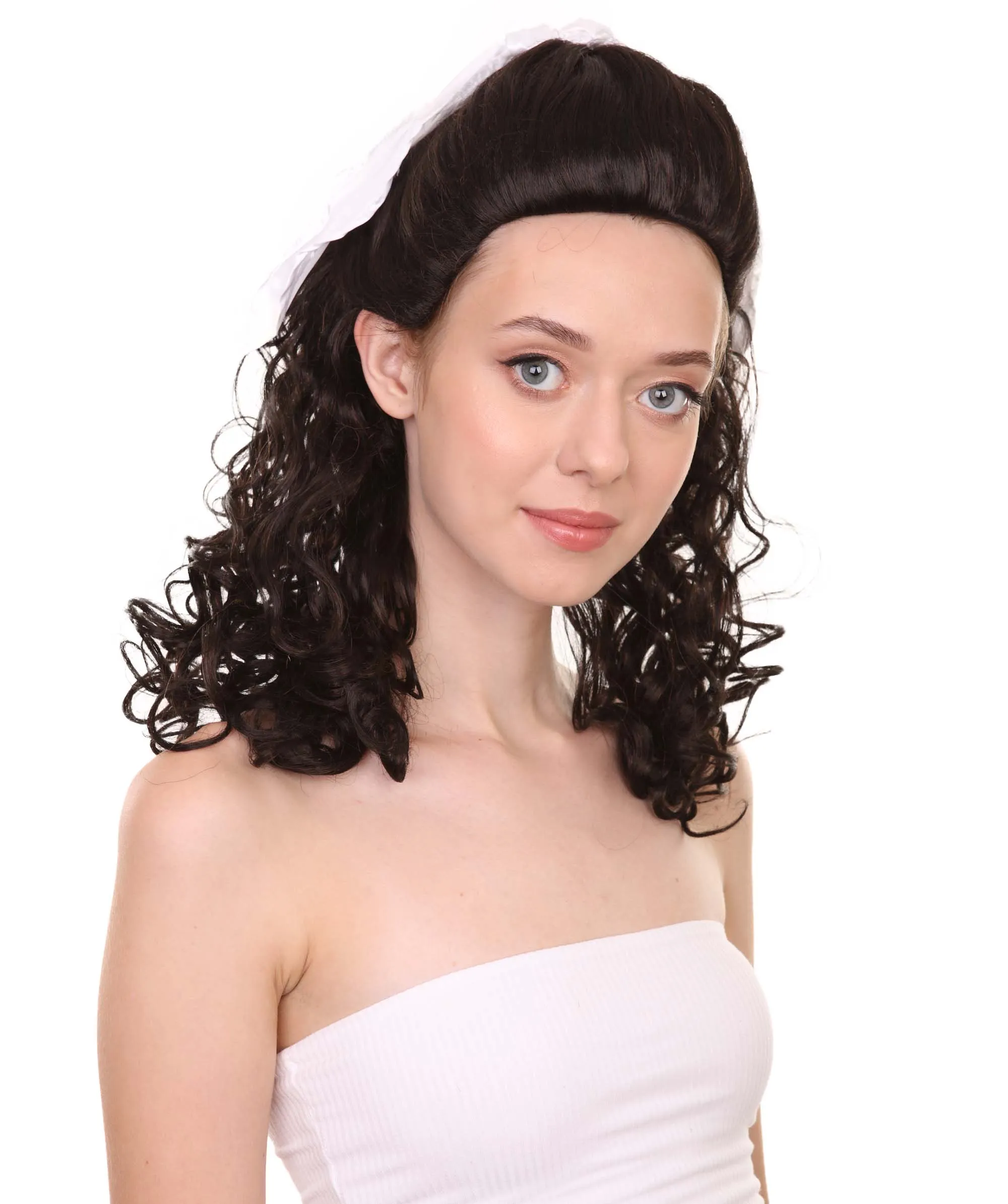 60's Homemaker Womens Wig with Headband | Black Vintage Wig | Premium Breathable Capless Cap