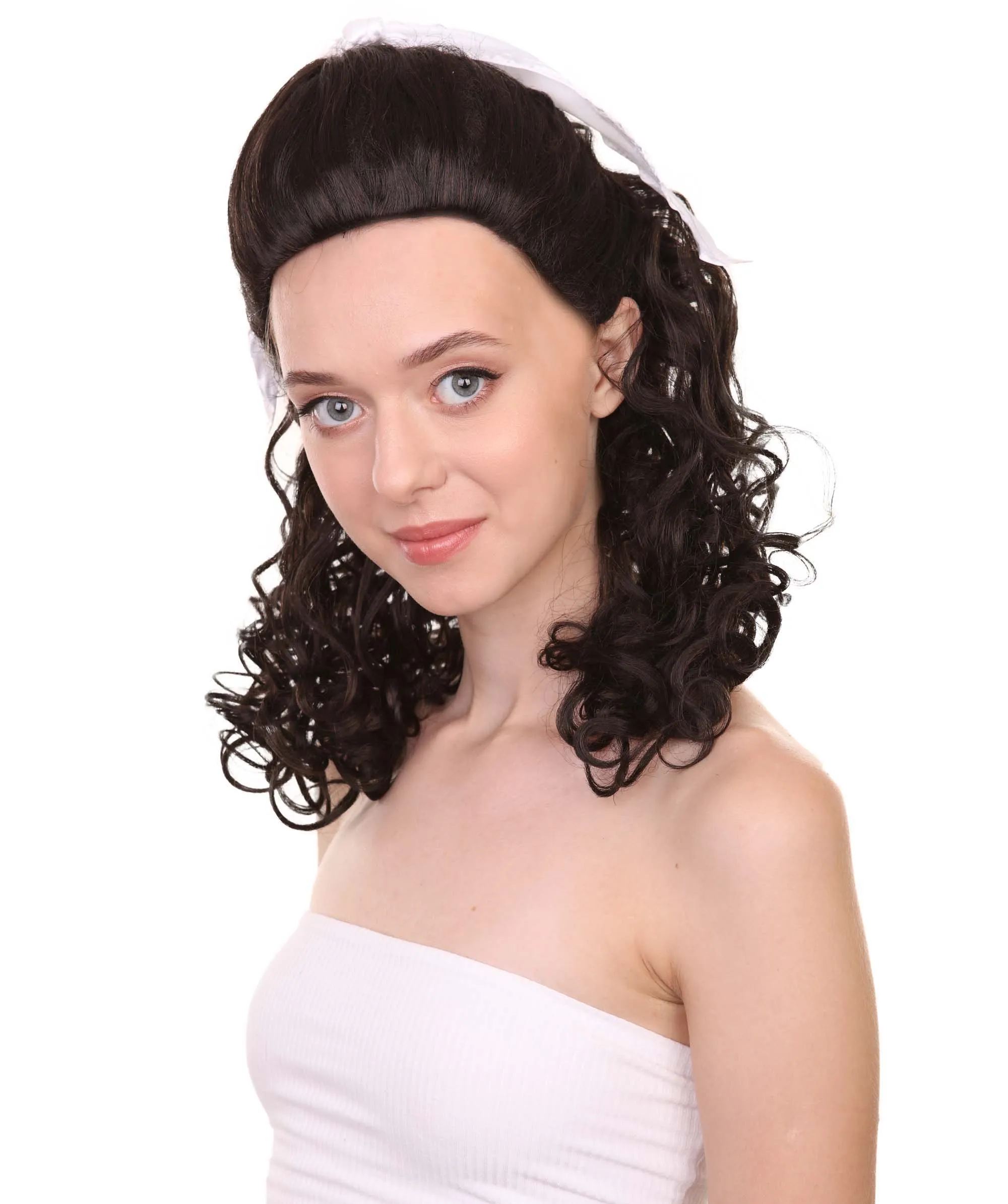 60's Homemaker Womens Wig with Headband | Black Vintage Wig | Premium Breathable Capless Cap