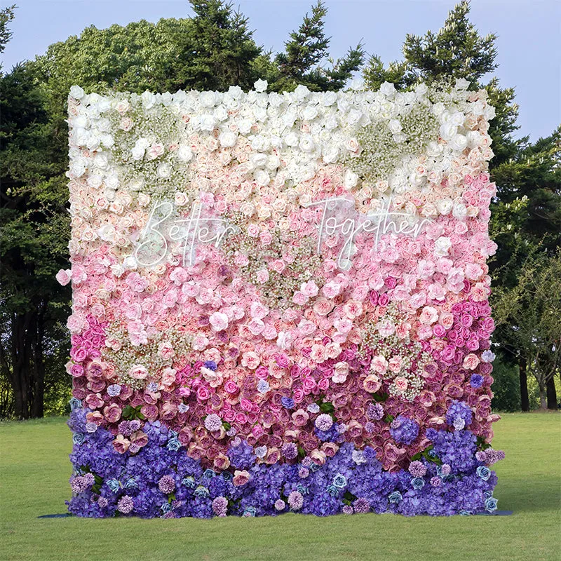 A7759 Gradient Colorful Rose Hydrangea Babysbreath 5D Cloth Flower Wall