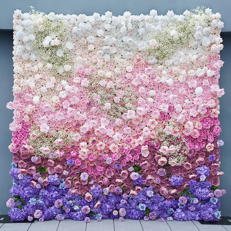 A7759 Gradient Colorful Rose Hydrangea Babysbreath 5D Cloth Flower Wall