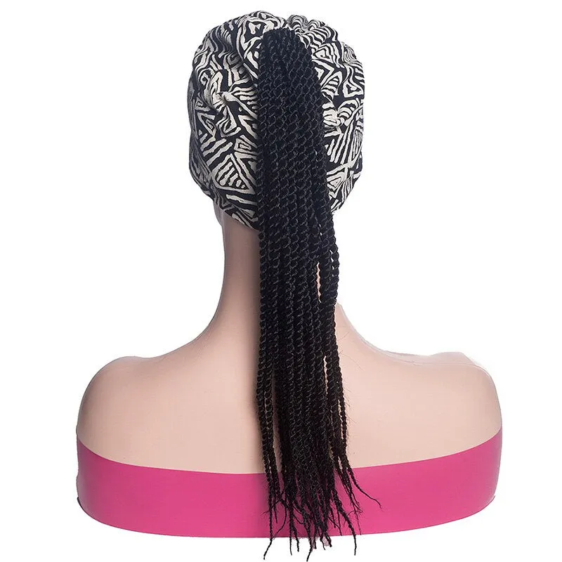 African Tuban Wig Wrap Synthetic Hair Wigs For Women Afro Braids Headband Wigs Synthetic Head Wrap Wig