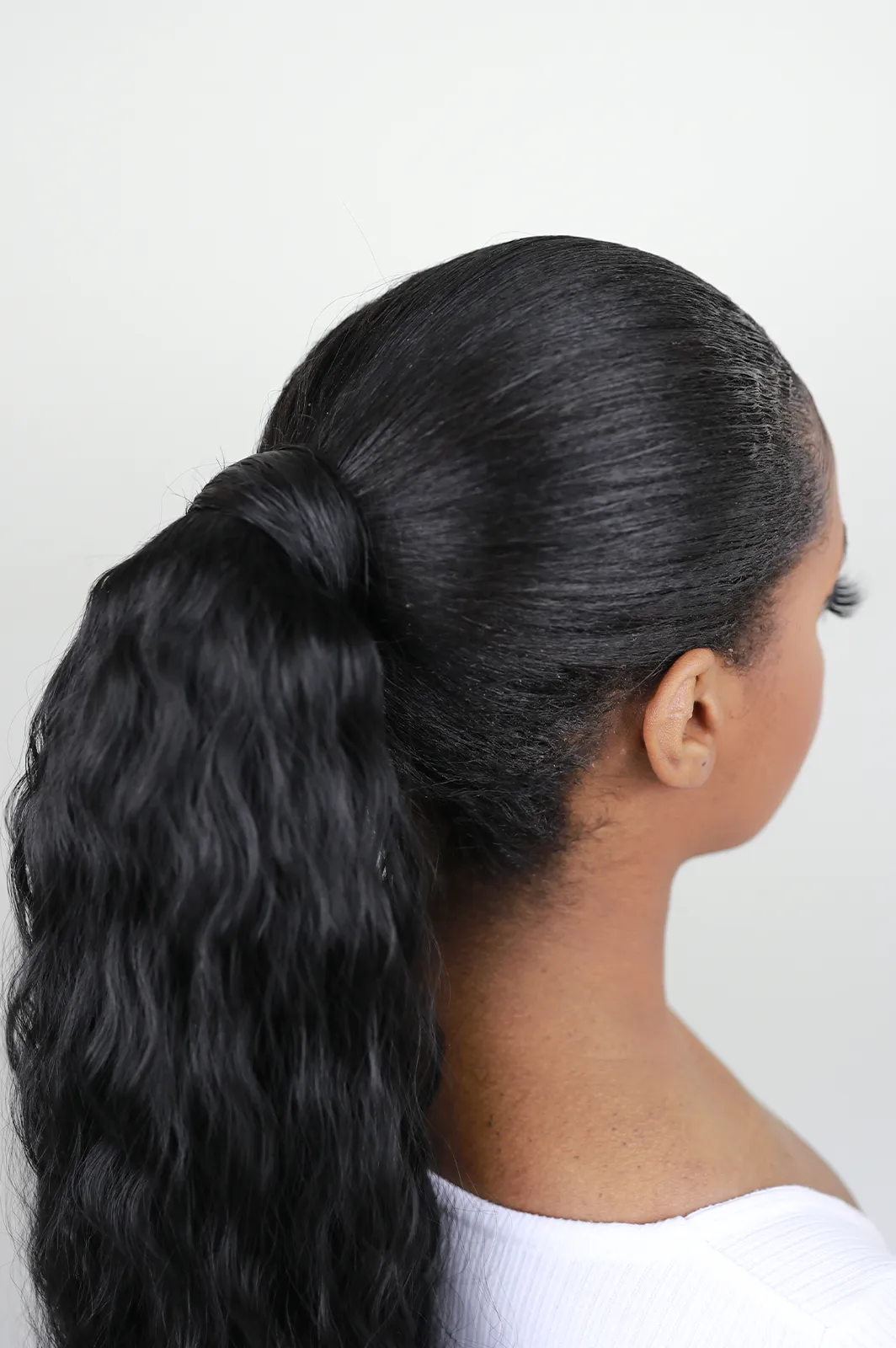 Amerie: 22-inch Heat Resistant Black Synthetic Fibre Ponytail