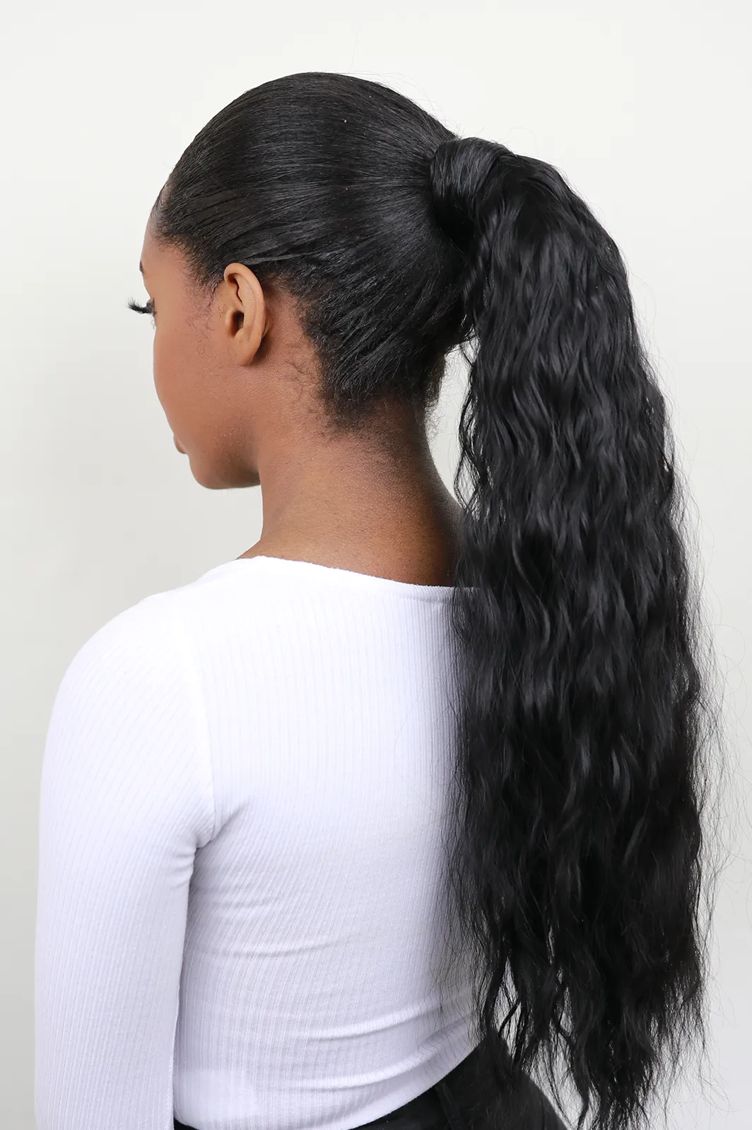 Amerie: 22-inch Heat Resistant Black Synthetic Fibre Ponytail