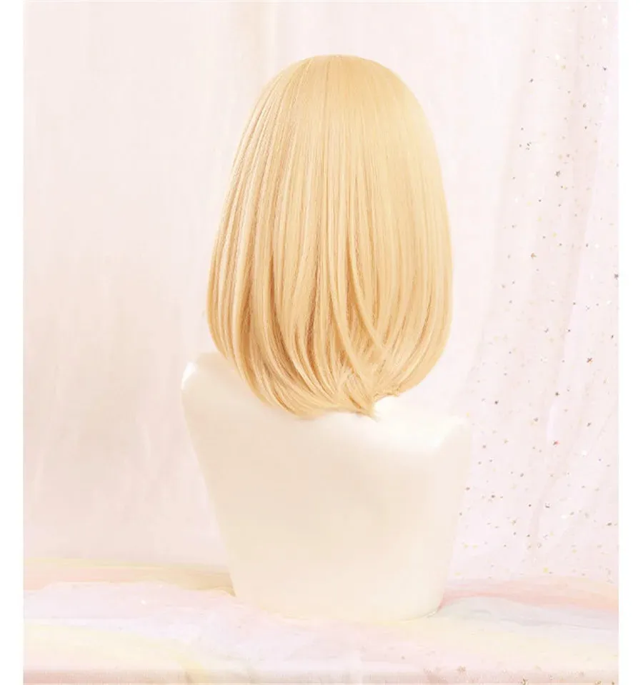 Anime Howl's Moving Castle Wizard Howl  Cosplay Short Blonde Yellow Hair Wig Cosplay Ring Earring Wig Necklace   a wig cap