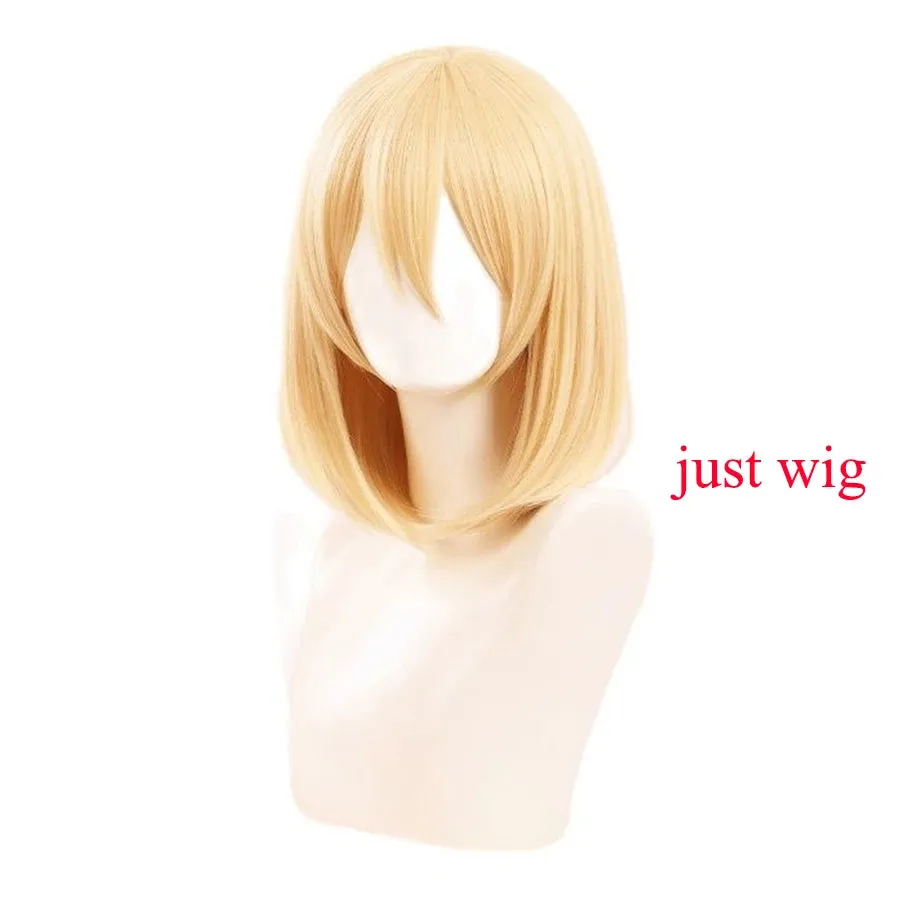 Anime Howl's Moving Castle Wizard Howl  Cosplay Short Blonde Yellow Hair Wig Cosplay Ring Earring Wig Necklace   a wig cap