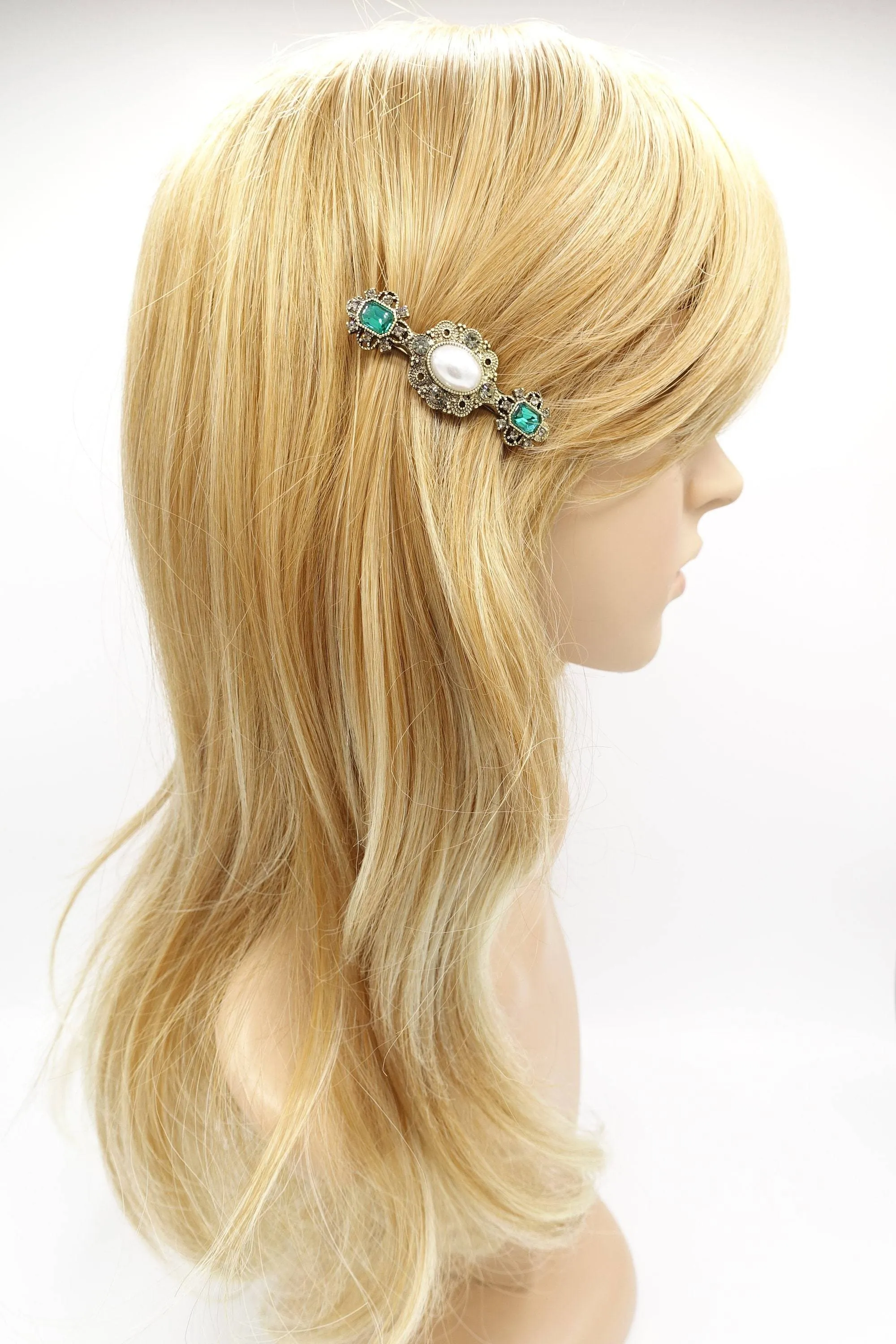 antique hair barrette jewel rhinestone baroque style hair accessory for women