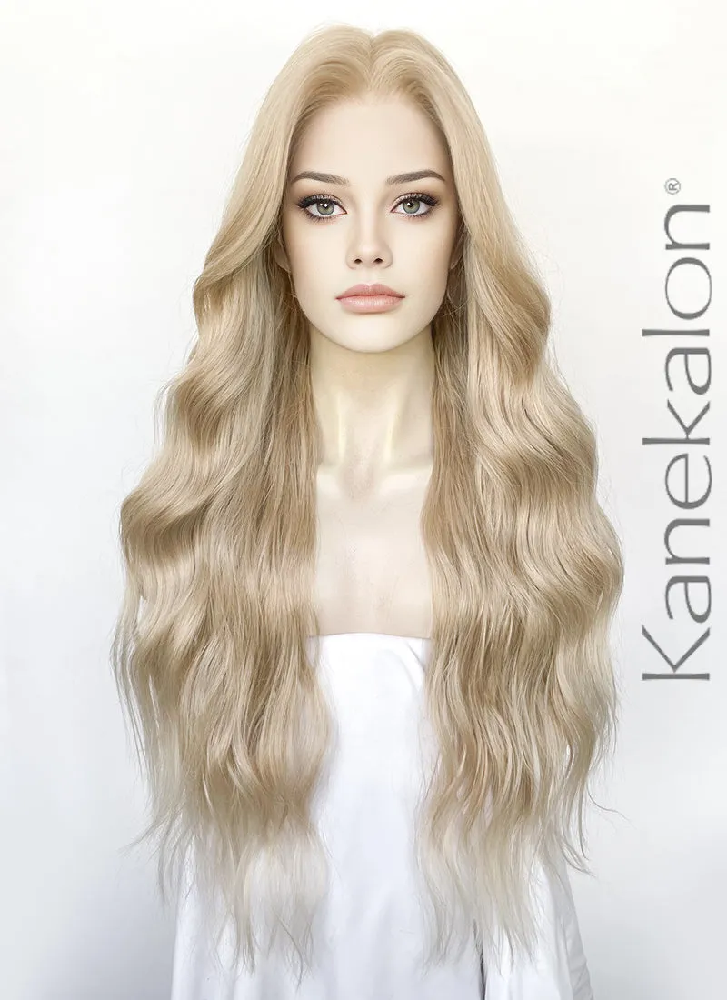 Ash Blonde Wavy 13" x 6" Lace Top Kanekalon Synthetic Hair Wig LFS042