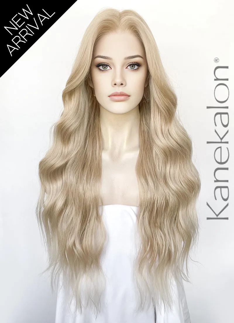 Ash Blonde Wavy 13" x 6" Lace Top Kanekalon Synthetic Hair Wig LFS042