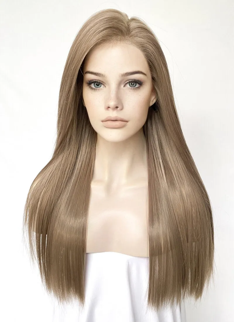 Ash Brown Straight Lace Front Kanekalon Synthetic Hair Wig LF3329