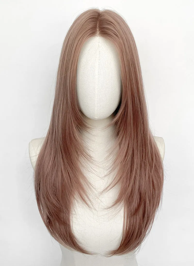 Ash Pink Straight Layered Hush Cut Lace Front Synthetic Hair Wig LF3352