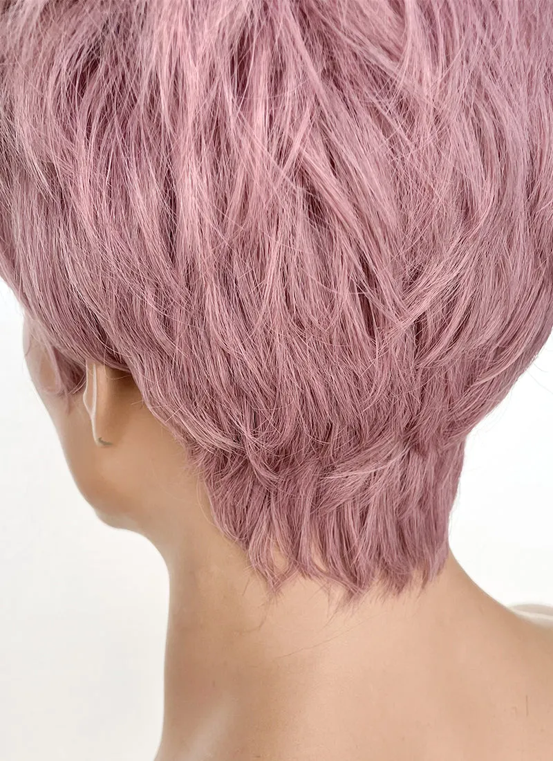 Ash Pink With Dark Roots Straight Pixie Synthetic Men's Hair Wig NS427