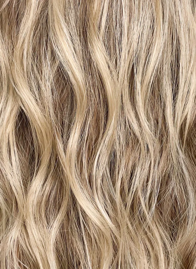 Balayage Blonde Highlights Money Piece Wavy Lace Front Synthetic Wig LF6001