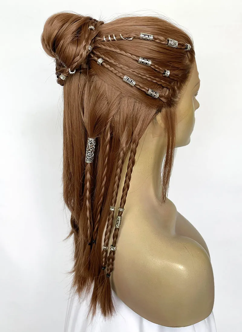 Baldur's Gate 3 Laezel Chestnut Brown Braided Lace Front Synthetic Wig LF2167