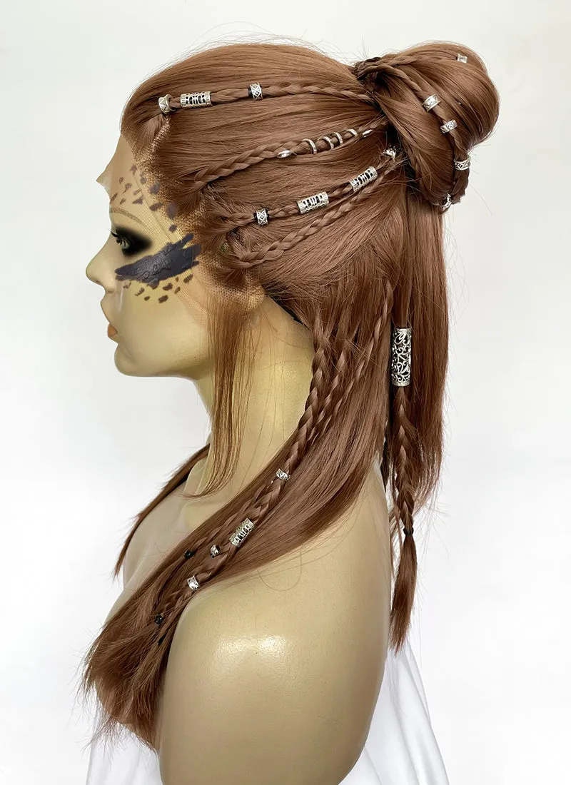 Baldur's Gate 3 Laezel Chestnut Brown Braided Lace Front Synthetic Wig LF2167