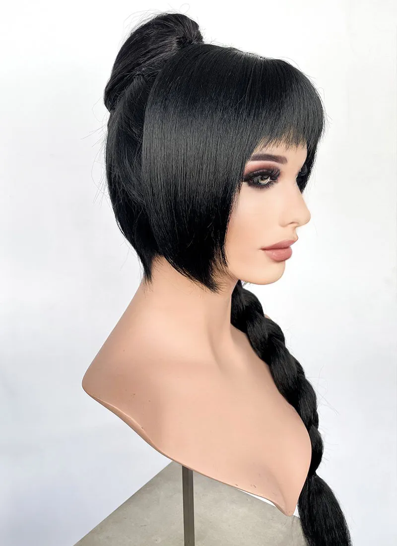 Baldur's Gate 3 Shadowheart Black Straight Synthetic Hair Wig With Ponytail Extension TB1662