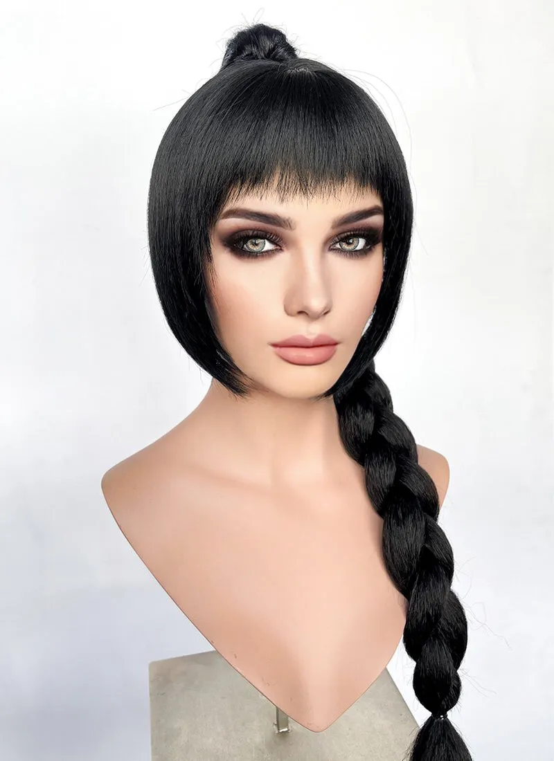 Baldur's Gate 3 Shadowheart Black Straight Synthetic Hair Wig With Ponytail Extension TB1662