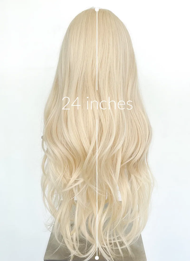 Barbie Light Blonde Curtain Bangs Wavy Lace Front Synthetic Wig LF3299A