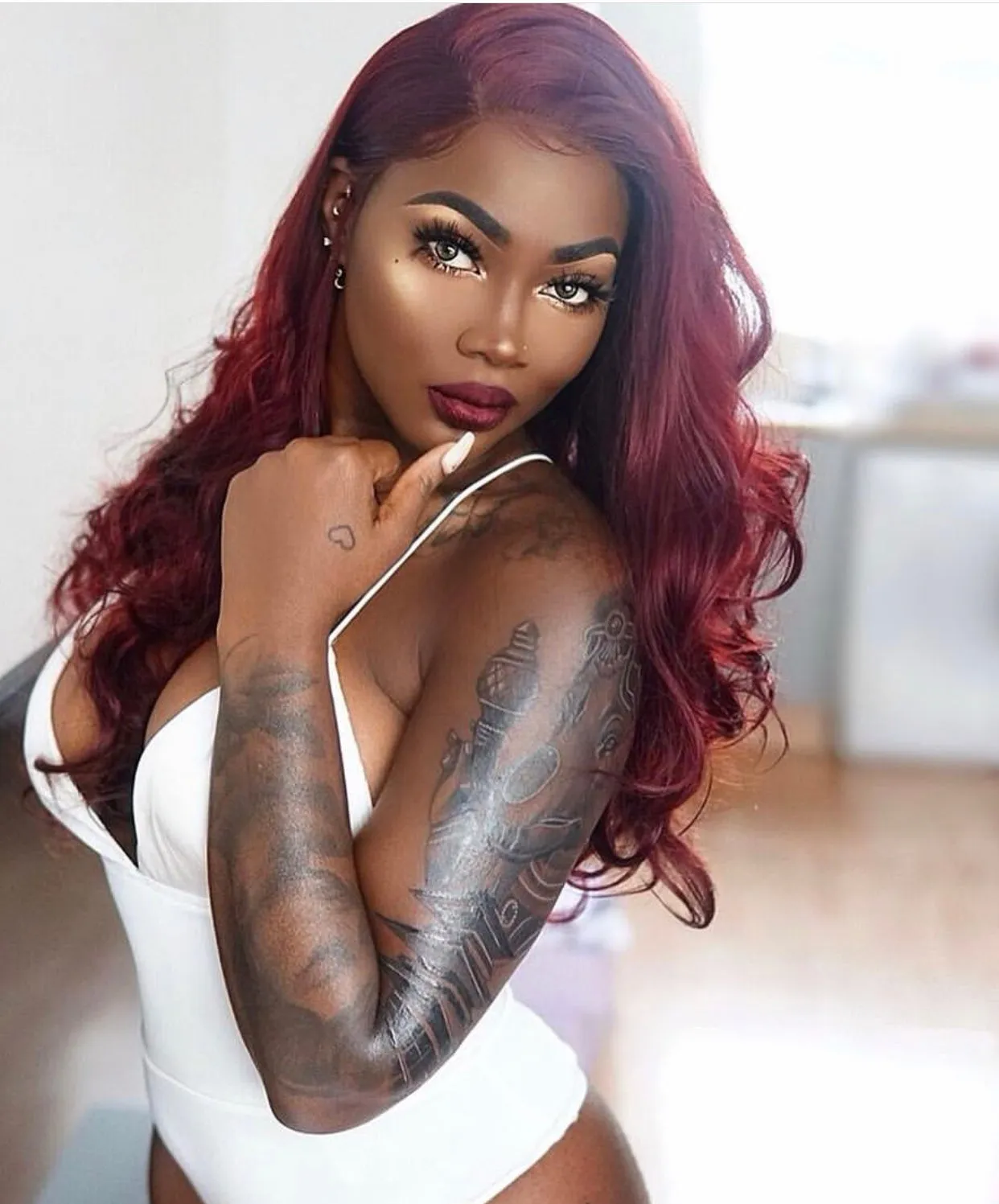 Berry Boujee: 24-Inch Long Heat Resistant Burgundy Fibre Synthetic Wig