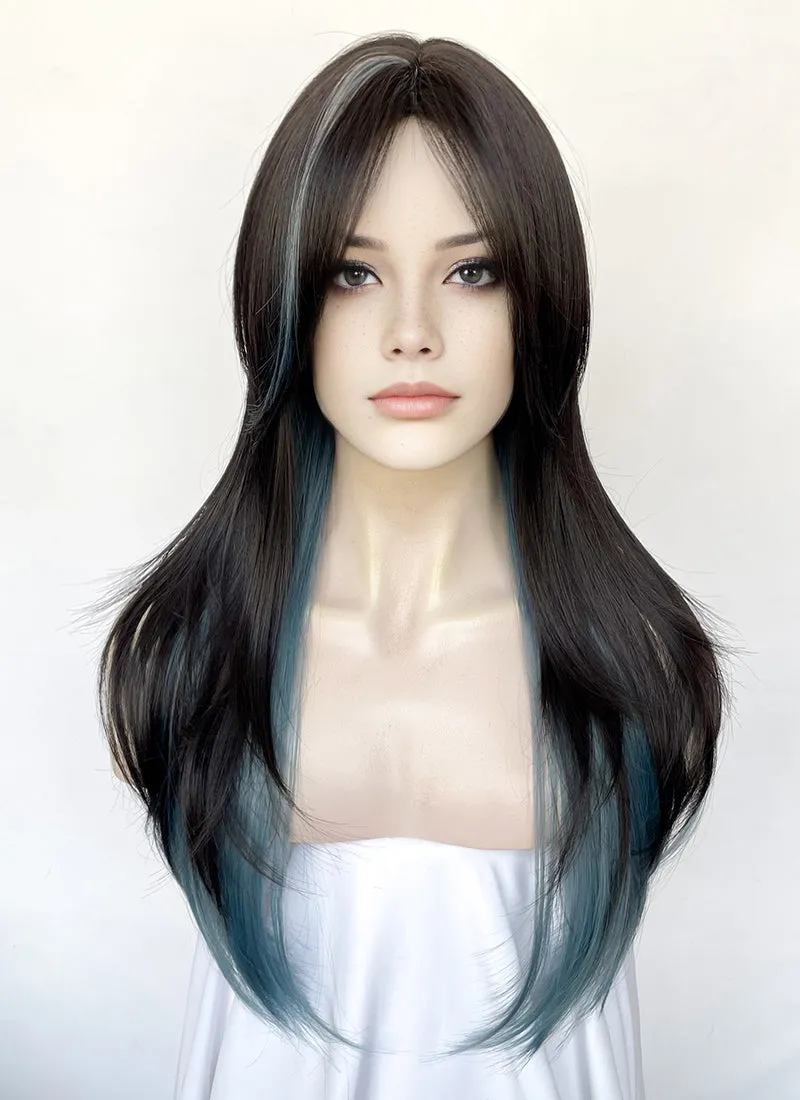 Black Blue Ombre Straight Synthetic Hair Wig NS585