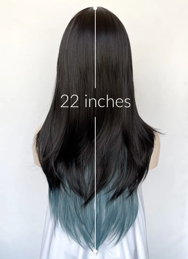 Black Blue Ombre Straight Synthetic Hair Wig NS585