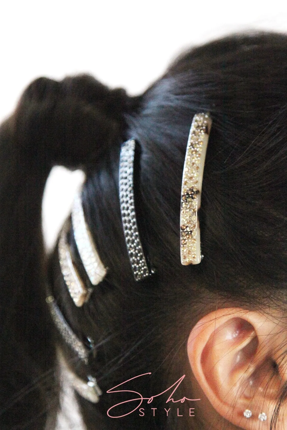 Black crystal hair clip