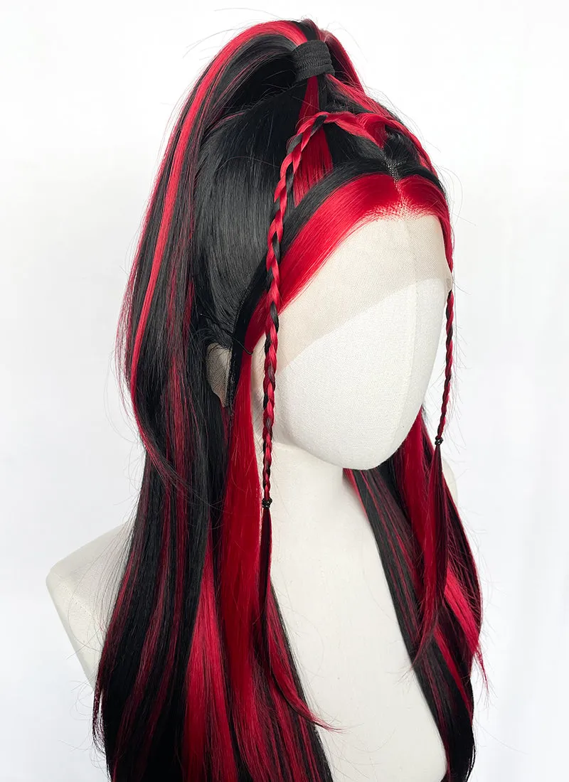 Black Mixed Red Braided Lace Front Synthetic Wig LF2148