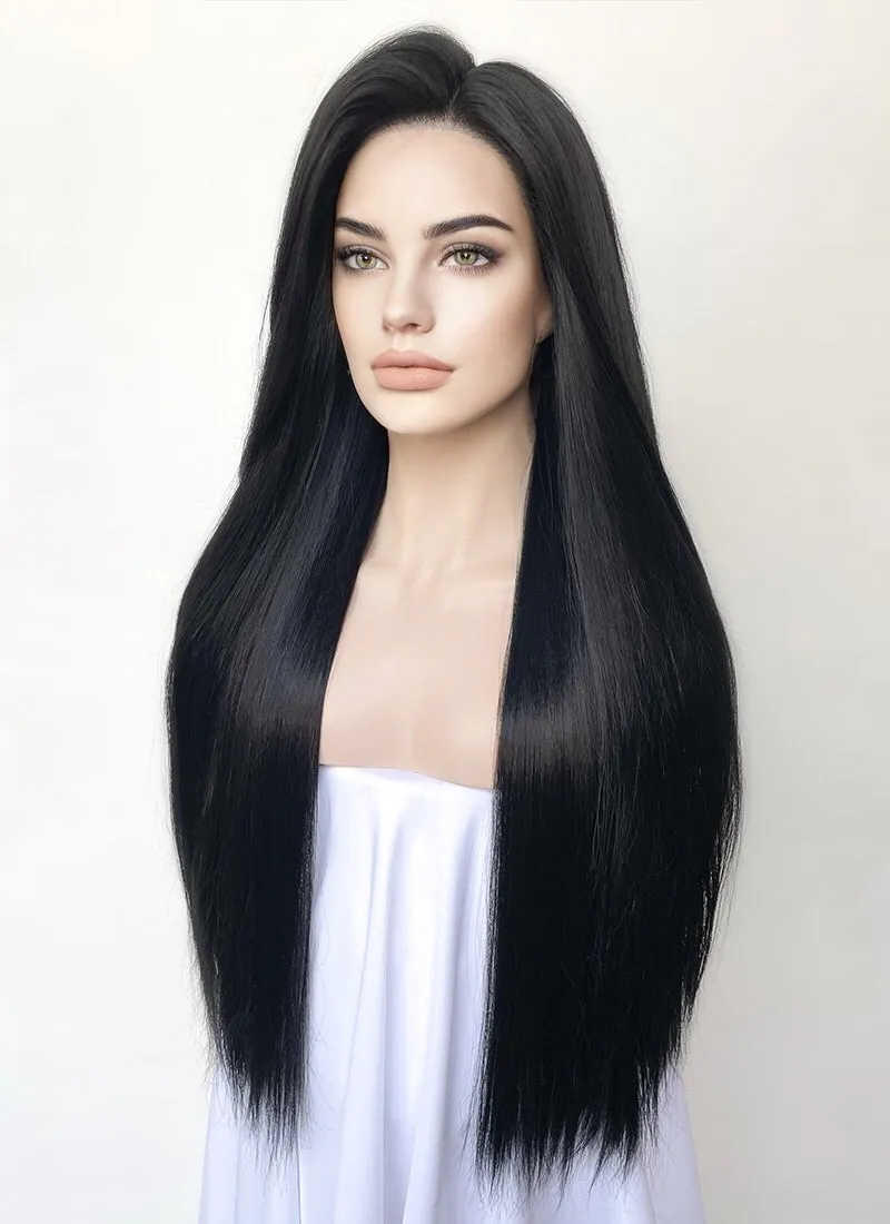 Black Straight 13" x 6" Lace Top Kanekalon Synthetic Hair Wig LFS018