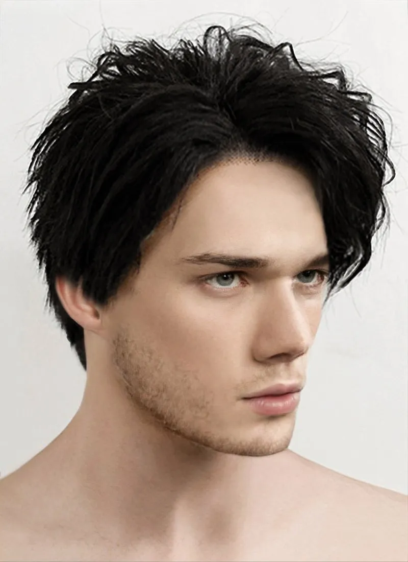 Black Straight Pixie Lace Front Synthetic Men's Wig LF1312B (Customisable)