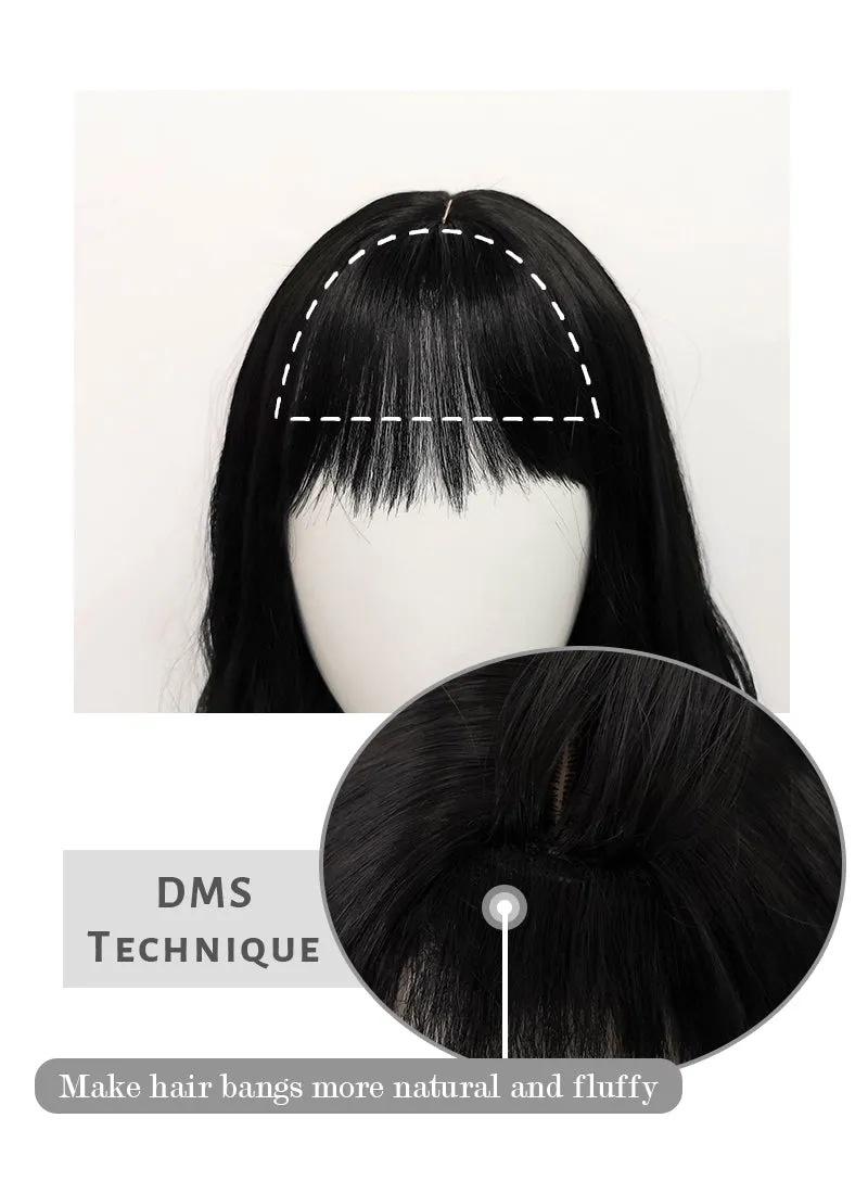 Black Wavy Synthetic Hair Wig NS354