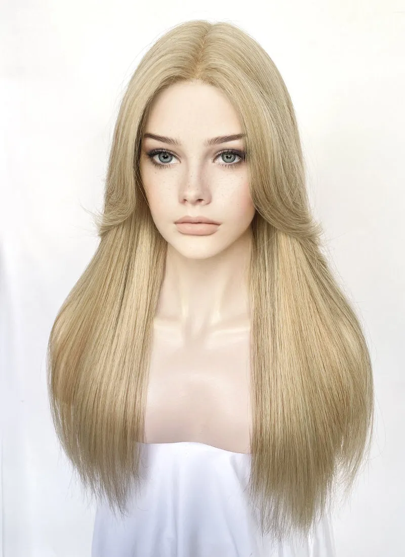 Blonde Curtain Bangs Straight Lace Front Synthetic Wig LF3336