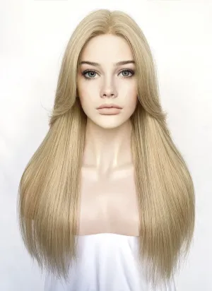 Blonde Curtain Bangs Straight Lace Front Synthetic Wig LF3336