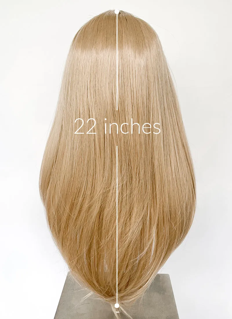 Blonde Curtain Bangs Straight Layered Hush Cut Lace Front Synthetic Hair Wig LF3332