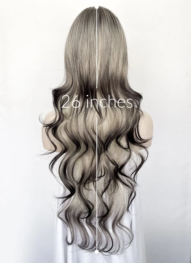 Blonde Mixed Black Wavy Synthetic Hair Wig NS587