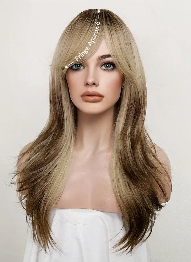 Blonde Mixed Brown Wavy Synthetic Hair Wig NS416