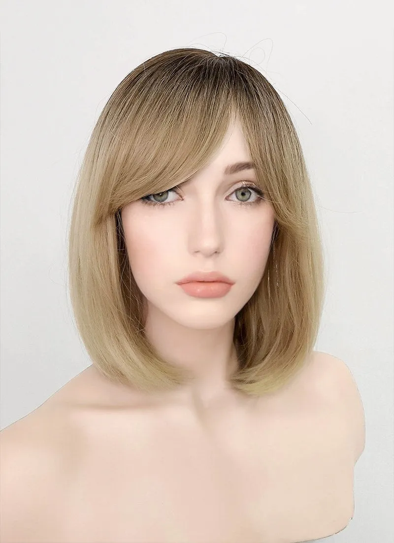 Blonde With Dark Roots Straight Bob Synthetic Wig NS218