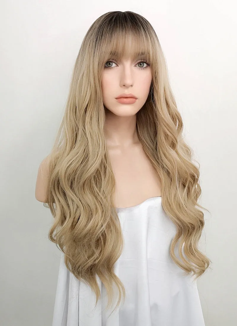 Blonde With Dark Roots Wavy Synthetic Wig NS055