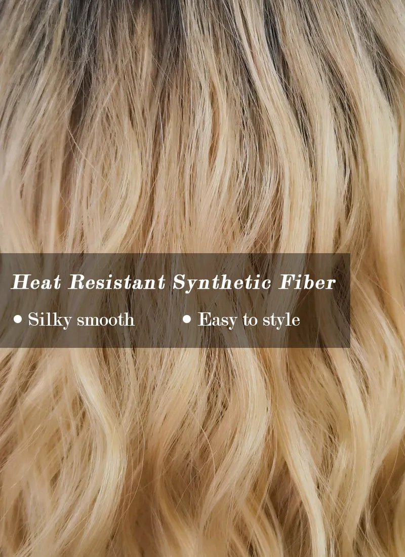 Blonde With Dark Roots Wavy Synthetic Wig NS176