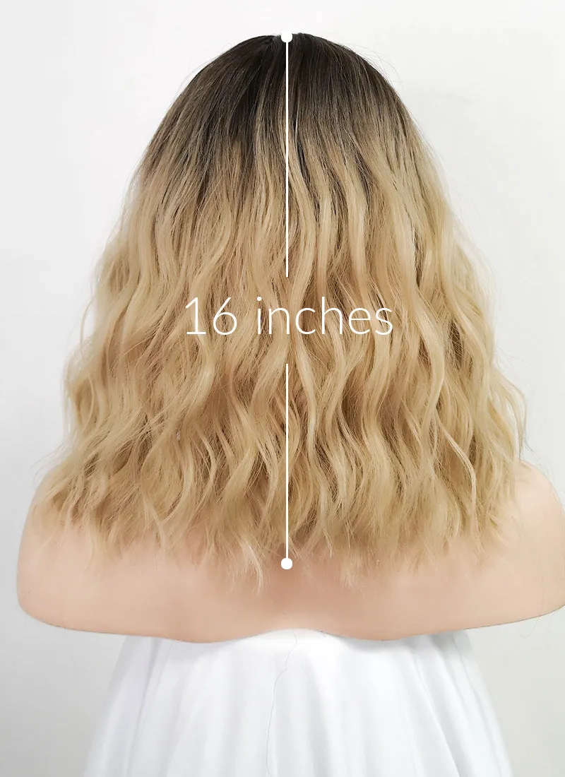 Blonde With Dark Roots Wavy Synthetic Wig NS176