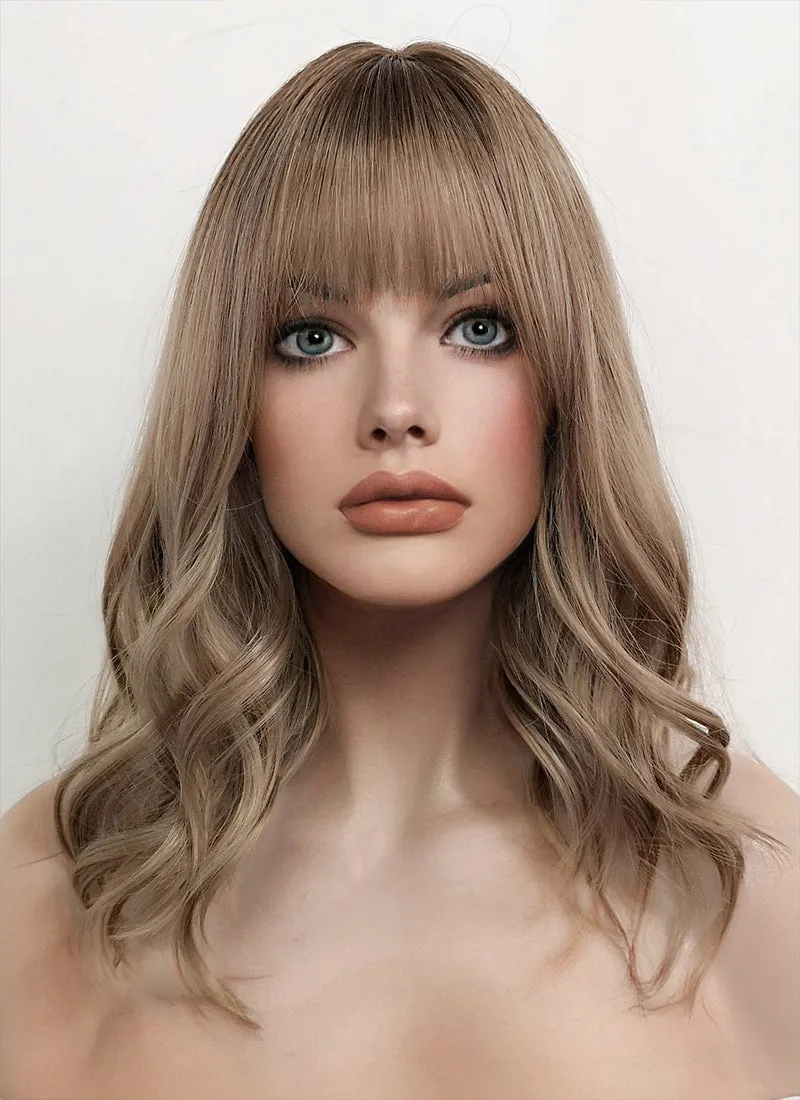 Blonde With Dark Roots Wavy Synthetic Wig NS404