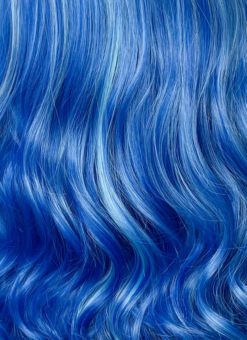 Blue With Green Highlights Wavy Lace Front Synthetic Hair Wig LW4038