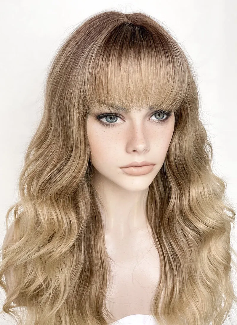 Brown Blonde Ombre Wavy Synthetic Hair Wig NS479