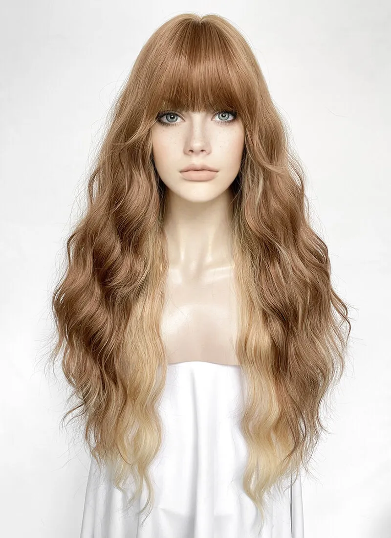 Brown Mixed Blonde Wavy Synthetic Hair Wig NS554