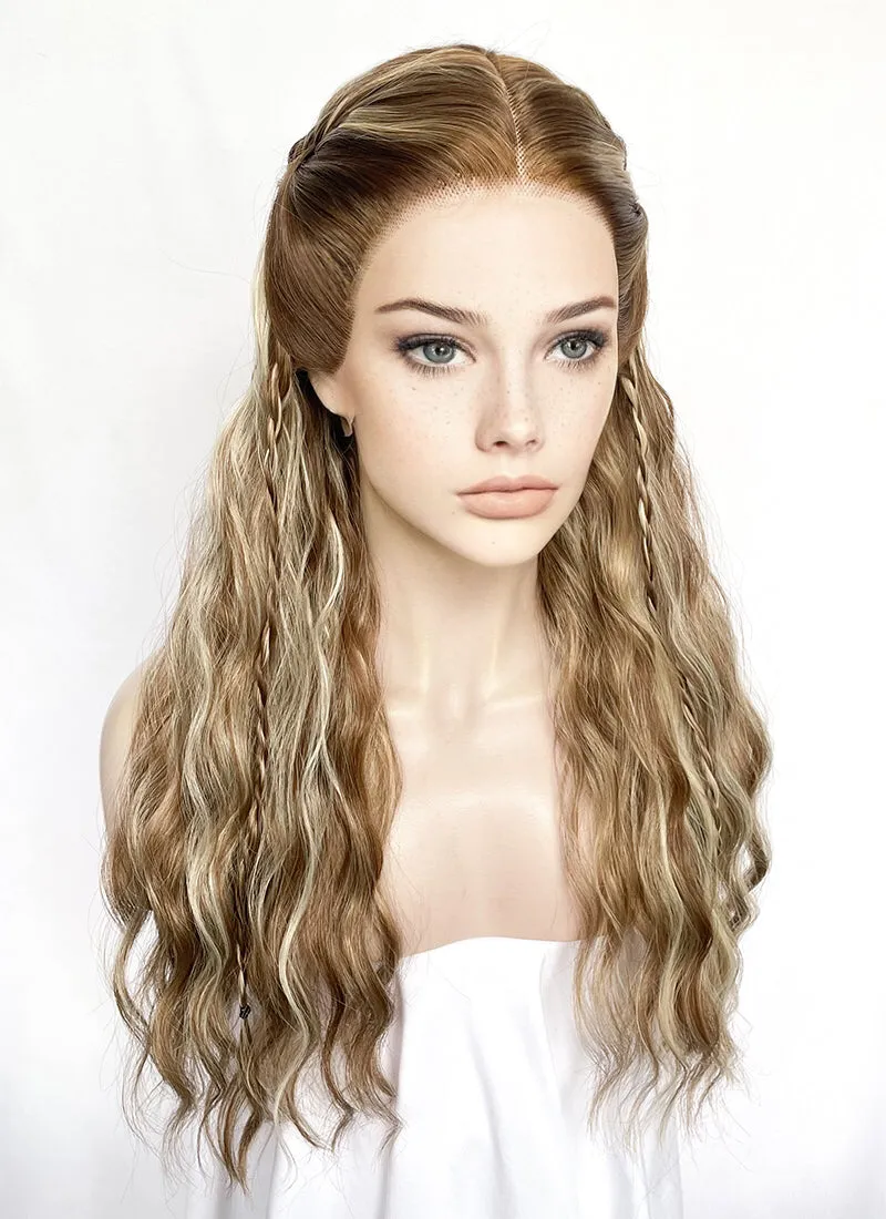 Brown With Blonde Highlights Braided Lace Front Synthetic Wig LF2155