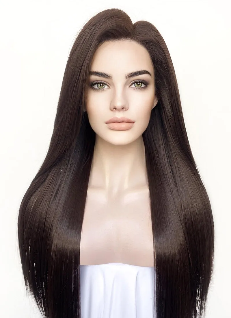 Brunette Straight 13" x 6" Lace Top Kanekalon Synthetic Hair Wig LFS027