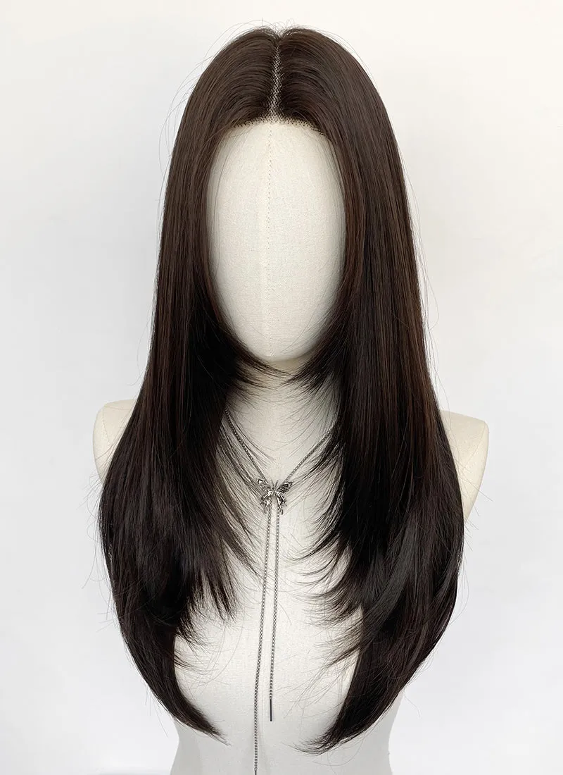 Brunette Straight Layered Hush Cut Lace Front Synthetic Hair Wig LF3355