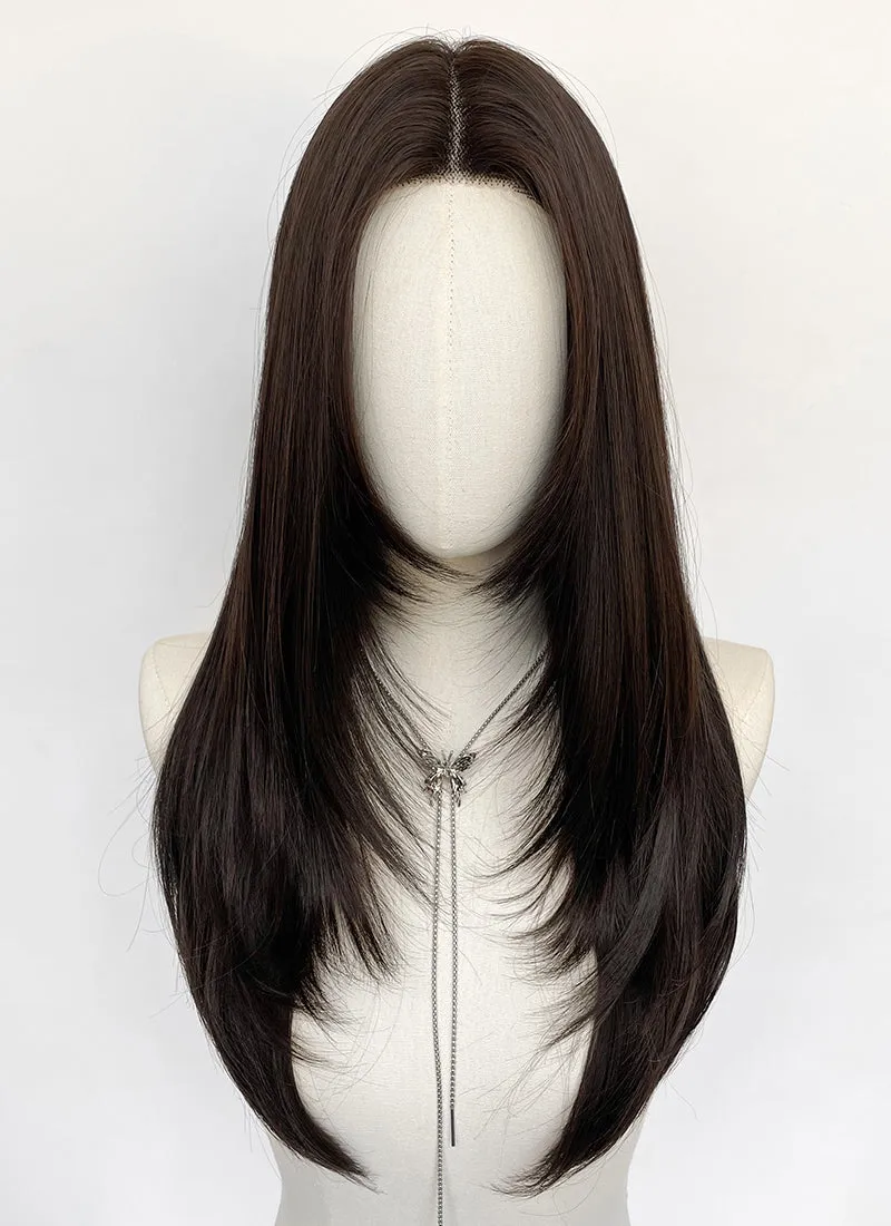 Brunette Straight Layered Hush Cut Lace Front Synthetic Hair Wig LF3355