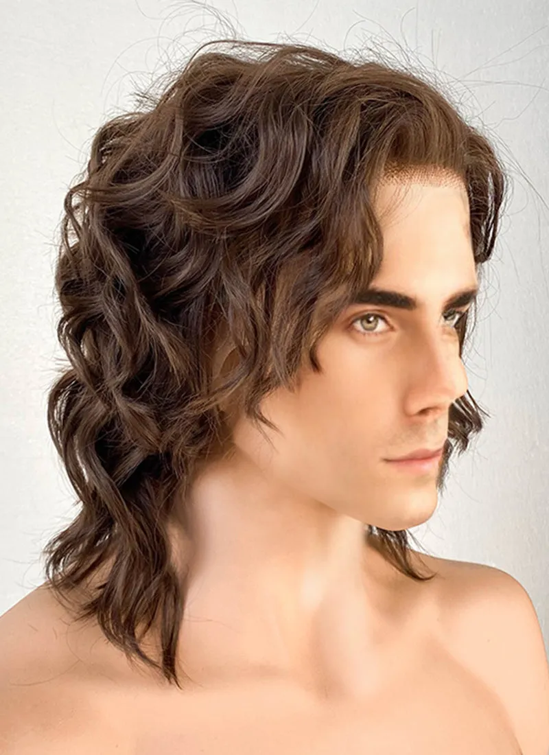 Brunette Wavy Lace Front Synthetic Men's Wig LF407G