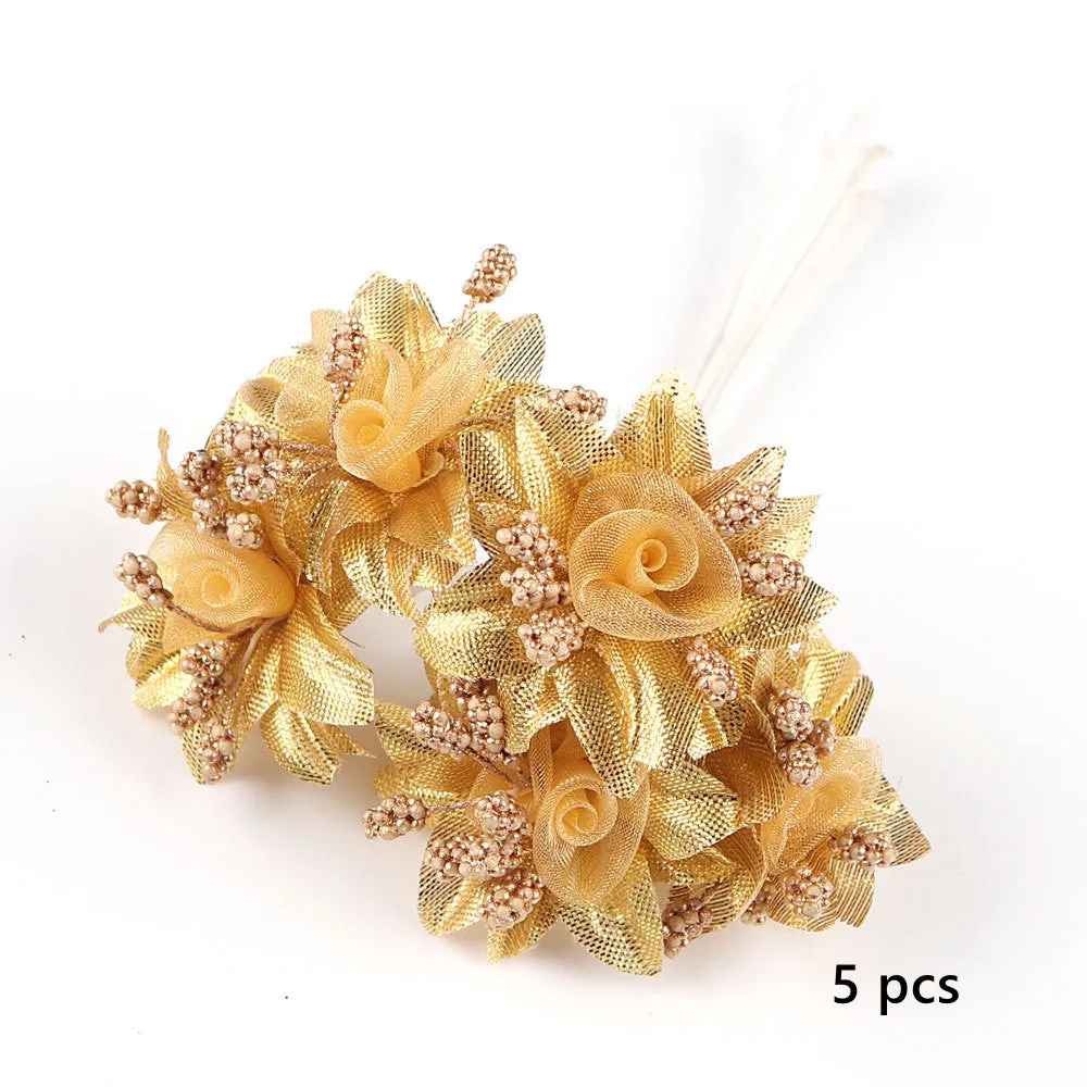 Bulk Golden Christmas Floral Picks for DIY Crafts Pearl Hair Pins Bridal Hair Accessories Wholesale